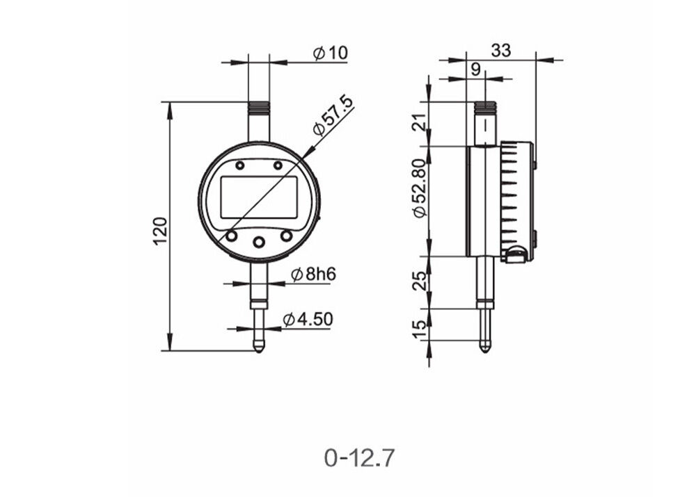 IP65 Protection Degree High Precision 0-12.7mm/0-0.5" Electronic Digital Indicator with 0.0005" Resolution Conversion Measuring Tool