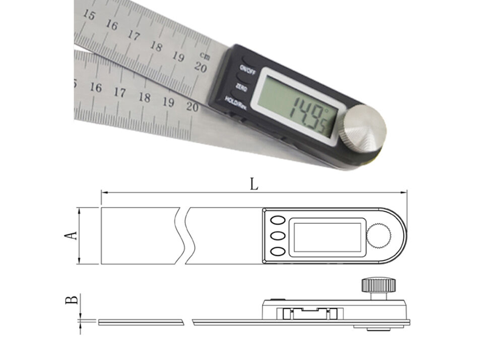 300mm Digital Angle Gauge 0-360° Measuring Range with Stainless Steel Dual Scale Ruler for Engineering Mechanical Measurement